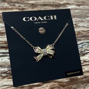 Coach Pave Bow necklace multicolored gold tone 16-22in New 🎀